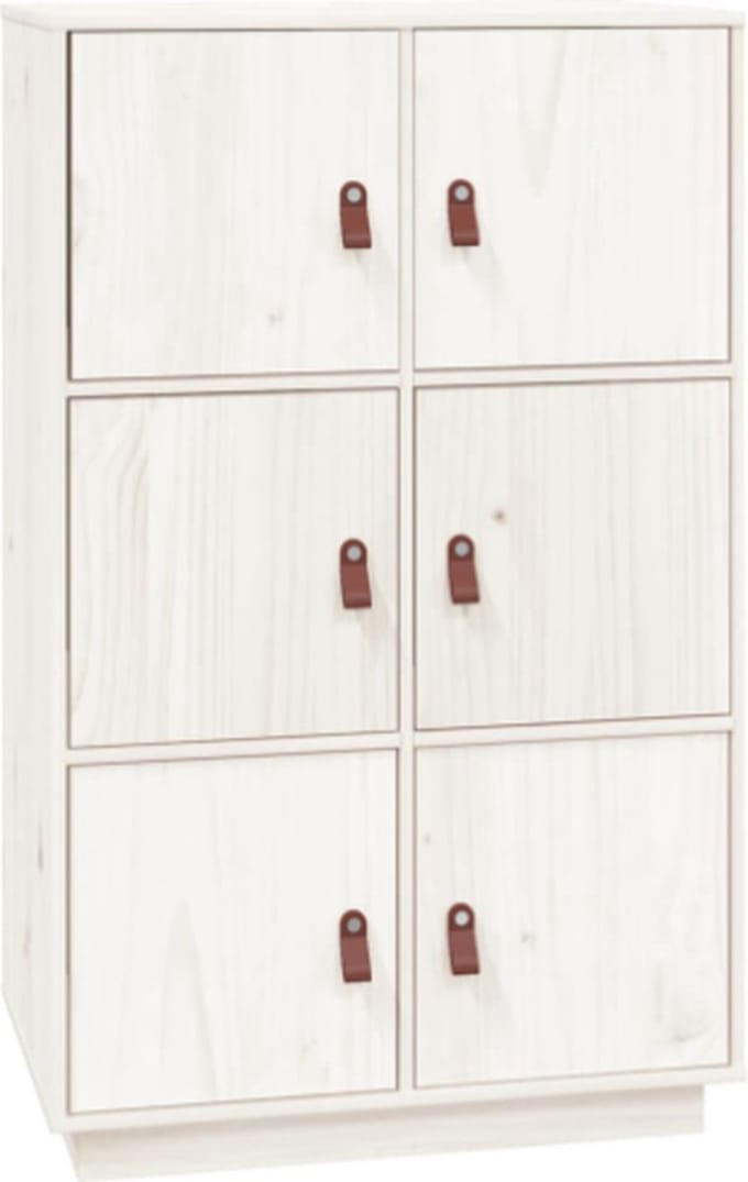 Hoge kast 67x40x108,5 cm massief grenenhout wit