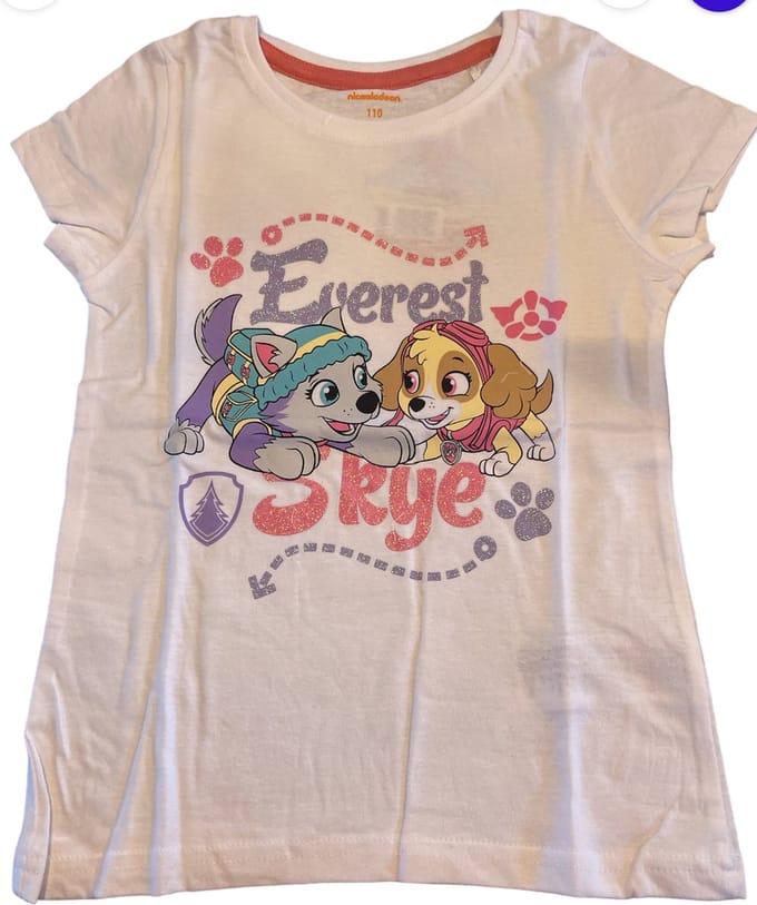 Paw Patrol Meisjes Shortama Skye en Everest Wit Maat 98