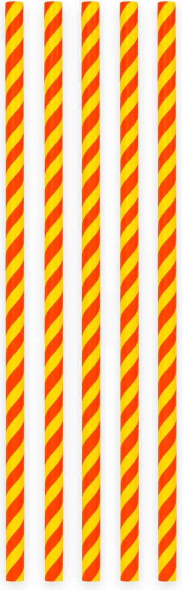 20 Papieren rietjes Geel / Rood - 6mm x 197mm
