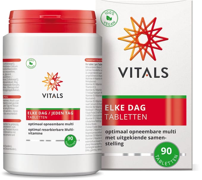 Vitals Elke Dag - 90 tabletten - multivitamine. Optimaal opneembare multi met een uitgekiende samenstelling.