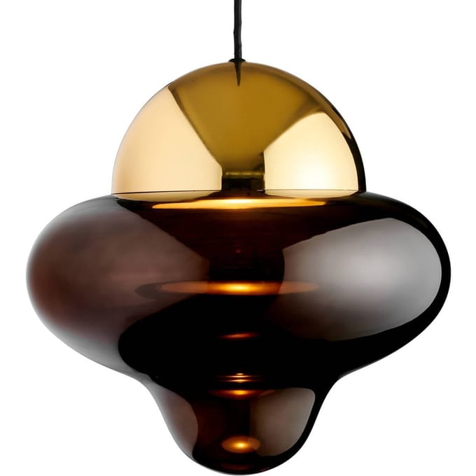 DESIGN BY US LED hanglamp Nutty XL, bruin/goudkleurig, Ø 30 cm, glas