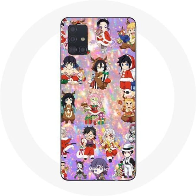Coque pour Samsung Galaxy A51 Demon slayer merry christmas affiche le cadeau de noël