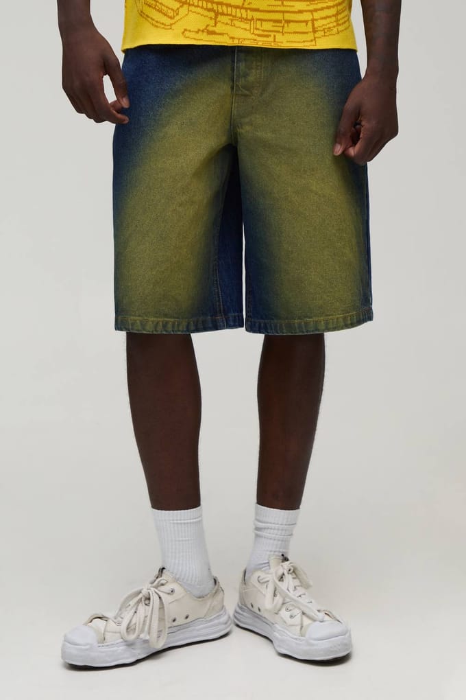 Regular Getinte Denim Jorts | Mid Blue | Size 30