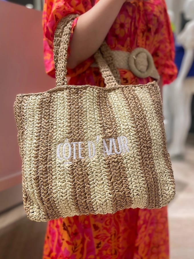 strandtas- shopper- beige /taupe- 100% gemaakt van papyrusplant