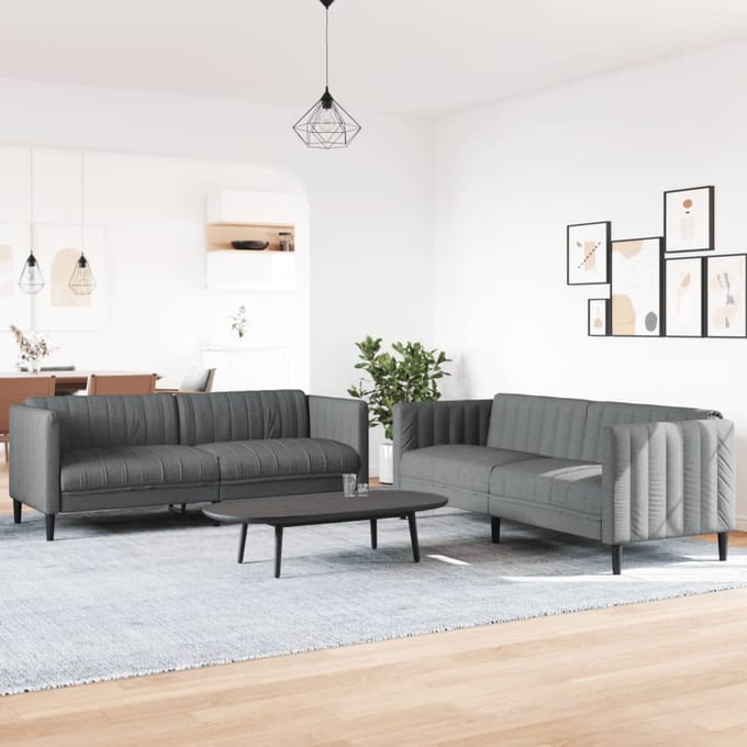 Vidaxl 2-Cz. Zitgroep, Donkergrijs, Bekleed met Stof