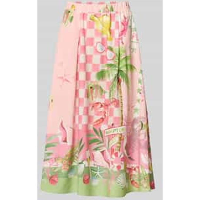 Midirok van viscose-katoenmengsel met elastische tailleband