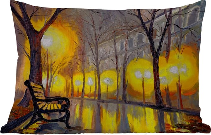 Buitenkussens - Schilderij - Bank - Water - Licht - Olieverf - 60x40 cm - Weerbestendig