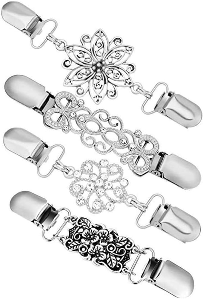 Allecto Plus - Vintage pullover clips voor truien - Zilver - Kleding accessoire - 4 stuks
