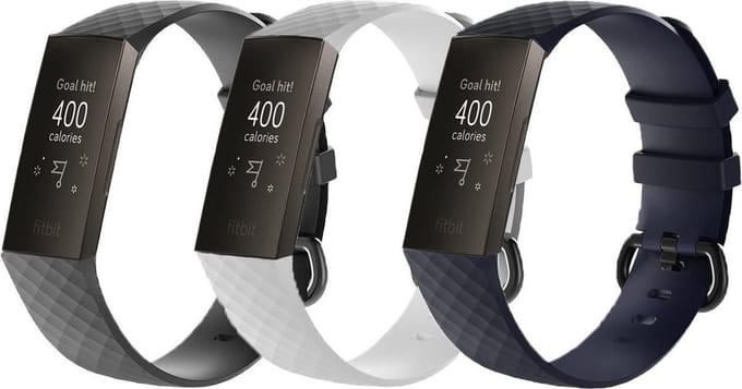 KELERINO. Siliconen bandjes geschikt voor Fitbit Charge 3 - 3-pack - Small