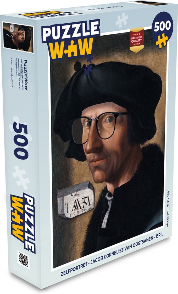 Puzzel Zelfportret - Jacob Cornelisz van Oostsanen - Bril - Legpuzzel - Puzzel 500 stukjes