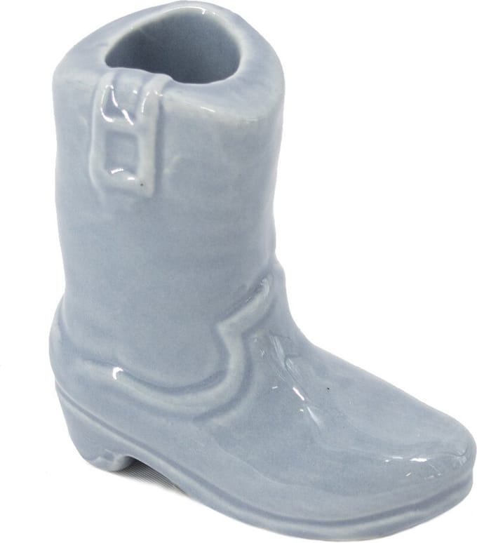 Aardewerk kaarsenstandaard cowboy laars blauw