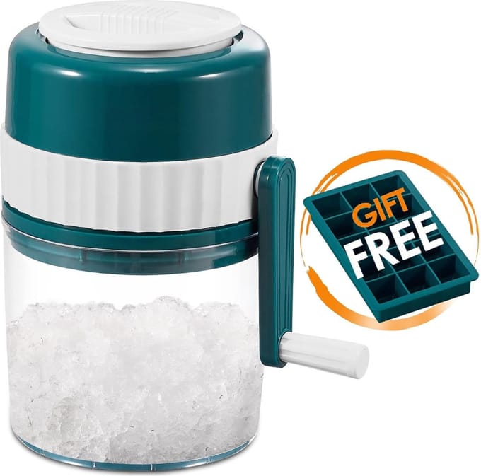 MAMBO IJscrusher - met IJsschep - Professionele Ice Crusher - 3 RVS Messen - IJsvergruizer Handmatig - Groen