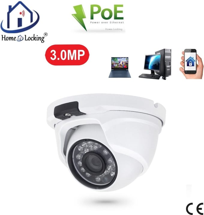 Home-Locking POE IP-camera dome met bewegingsdetectie 3.0MP. C-1219