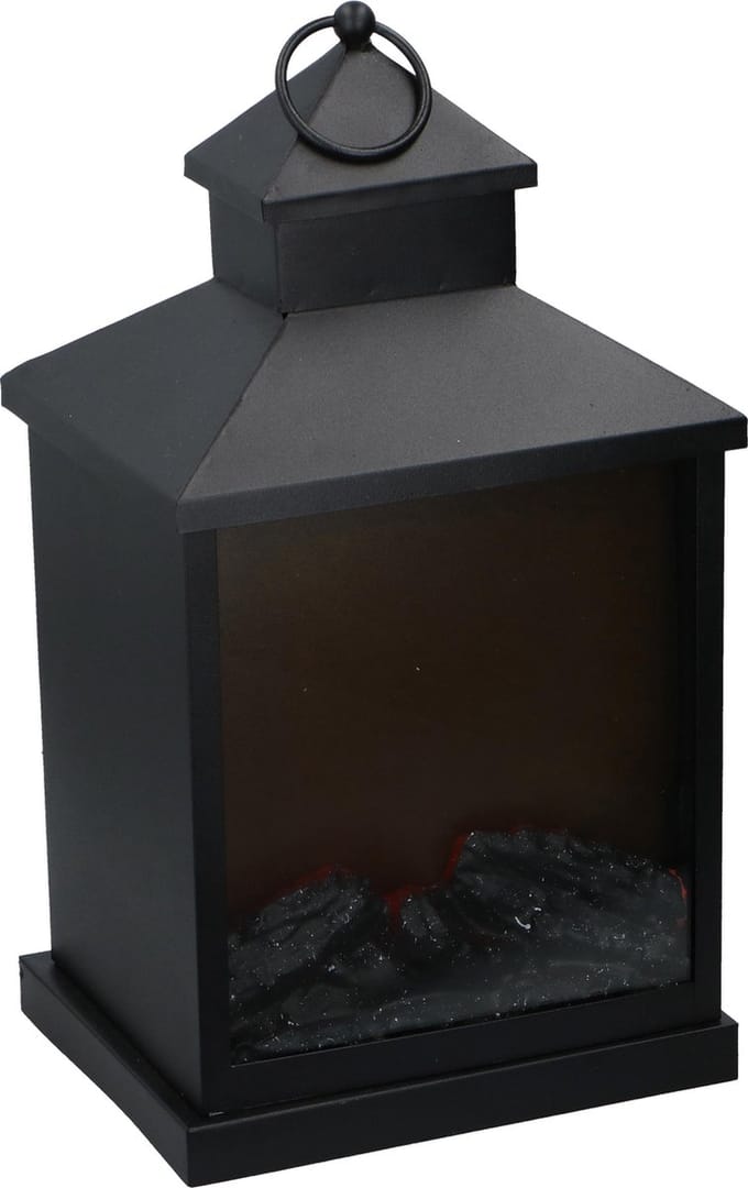 Grundig Haardlamp/ Lantaarn - Metaal - Vuursimulatie - LED - Timer - 36 cm