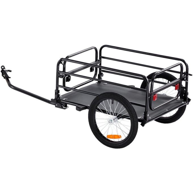Fiets Cargo Trailer, Laadvermogen 72,5 kg, Robuste Fietskar, Opvouwbaar Compacte Opslag & Snelle Ontgrendeling met Universele Koppeling, 40,6 cm