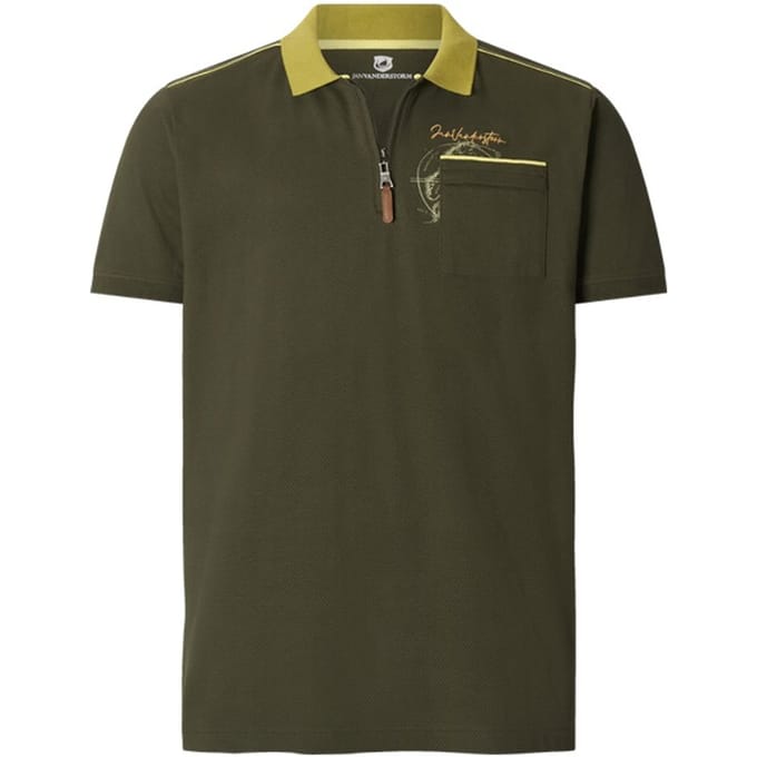 Jan Vanderstorm herren Poloshirt - 52/54 - olijf - Plus Size