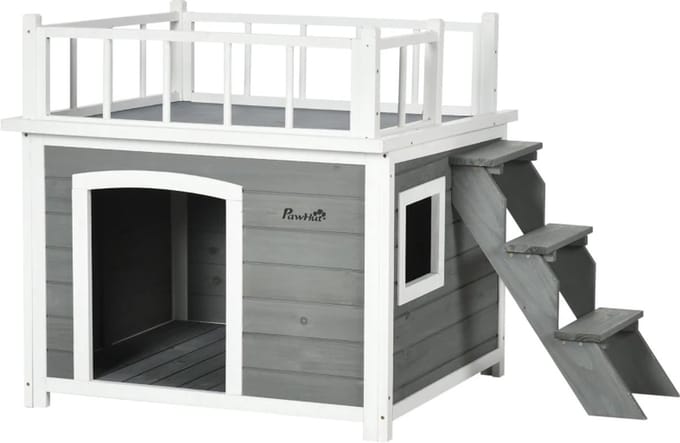 Hondenhok - Buiten - Bench - Ren - Weerbestendig - Kennel - Rek - Grijs