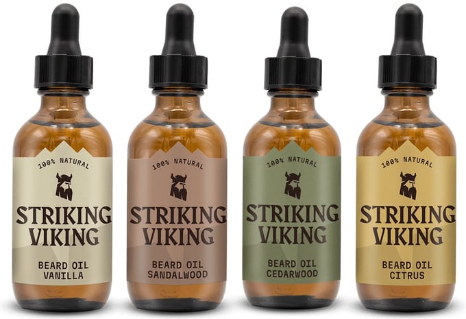 Striking Viking Baardolie Set voor Mannen - 4 Geuren - 4 x 20 ml