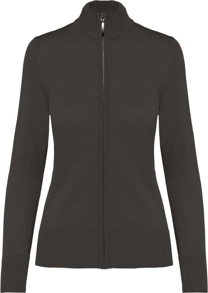 Kariban Dames cardigan met rits K962 - Dark Grey - M