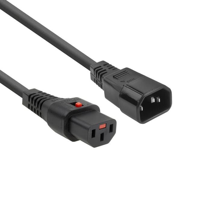 ACT Netsnoer C13 IEC Lock - C14 zwart 1 m, PC1024 AK5033