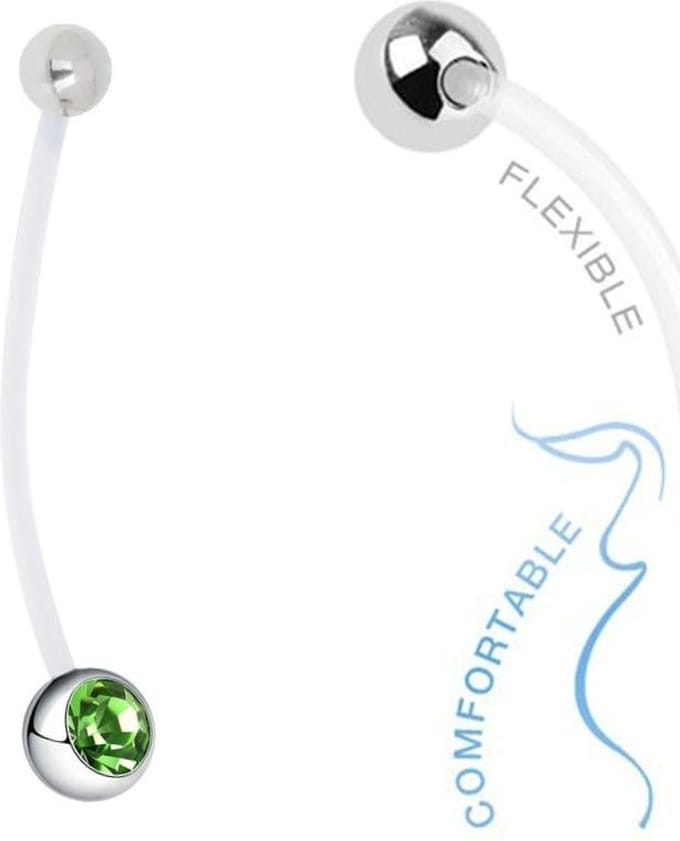 Fako Bijoux® - Zwangerschapspiercing - Kristal - Groen