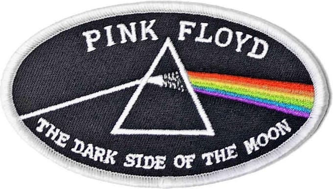 Pink Floyd - Dark Side Of The Moon Oval White Border Patch - Zwart