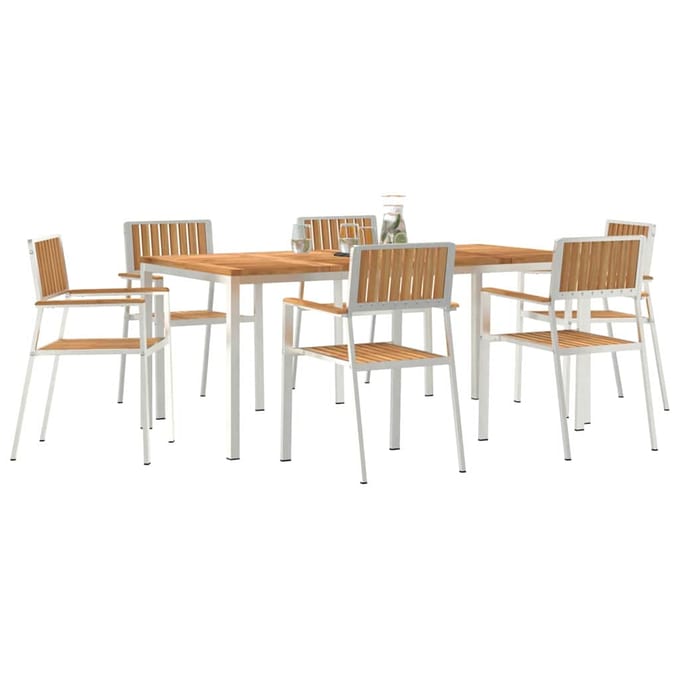 vidaXL Buiten Eettafel Set 7 pcs Bruin Massief Teakhout
