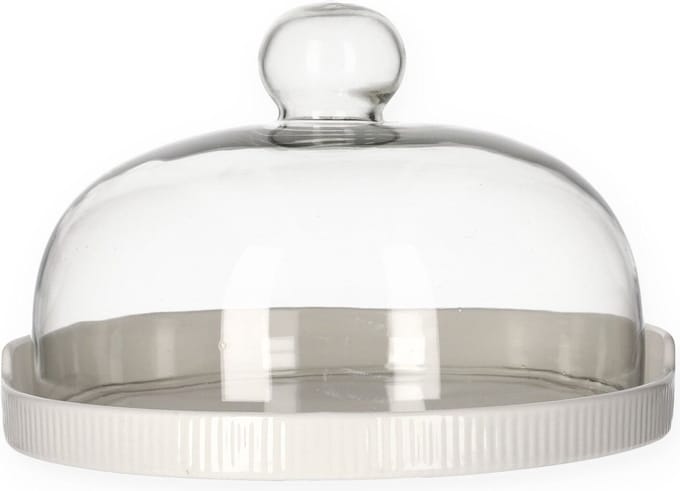 Homla FINCAN Sierplaat met glazen deksel wit 22 cm