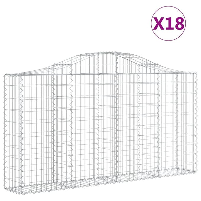 vidaXL Schanskorven 18 st gewelfd 200x30x100/120 cm ijzer