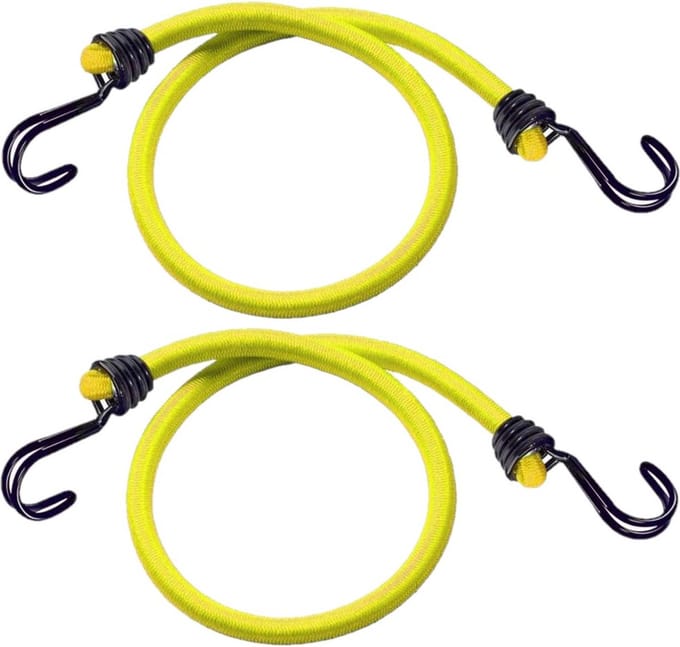 Bagagespin/snelbinders - Set van 2x st - geel - 100 cm - fiets accessoires - spanelastieken met haken