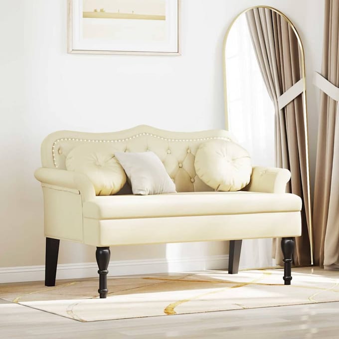 vidaXL - Chesterfield - Bank - Crème - 120,5 - x - 65 - x - 75 - cm - Kunstleer