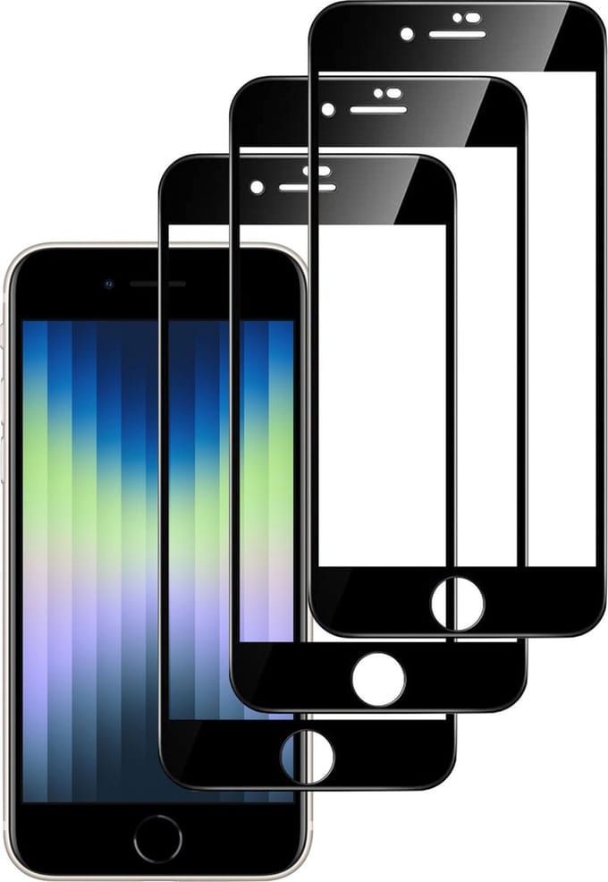 Screenprotector geschikt voor iPhone SE 2022 - Gehard Glas Full Screen Protector - 3x