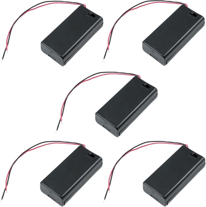 Batterij Houders - Case Box - Elektronica Projecten - Met Aan/Uit Schakelaar - 2x AA Formaat - Zwart