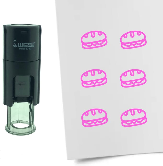 CombiCraft Stempel Broodje 10mm rond - roze inkt