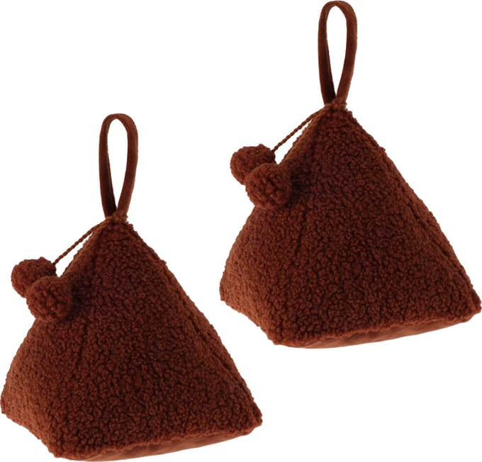 H&S Collection Deurstopper Teddy - 2x - bordeaux rood - 17 x 17 x 16 cm - met verplaats lus