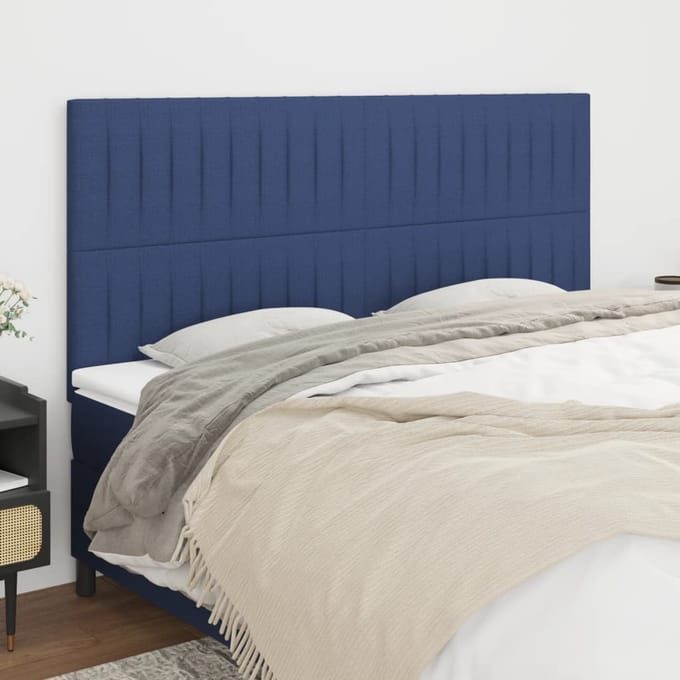 vidaXL - Hoofdbord - blauw - 180x5x118/128 - cm - stof