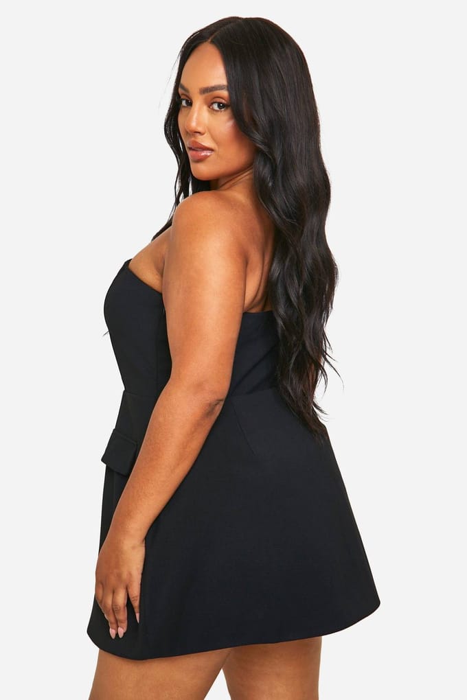 boohoo Dames Plus Gestructureerde Bandeau Mini-jurk | Black | Maat: 26