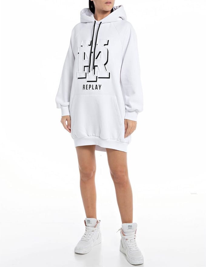 Replay W9057a.000.22706 Lang Mouw Jurk Wit S Vrouw