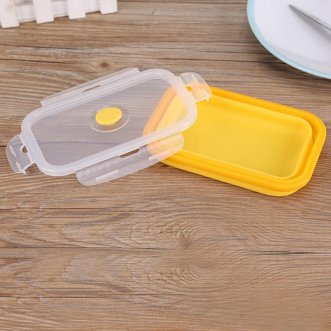 500ml Siliconen Opvouwbare Draagbare Lunchbox Kom Opvouwbare Voedselbewaarcontainer Geel geel