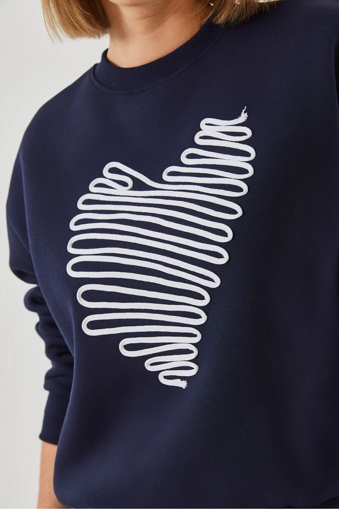 Geborduurd Ronde Hals Katoenen Sweatshirt