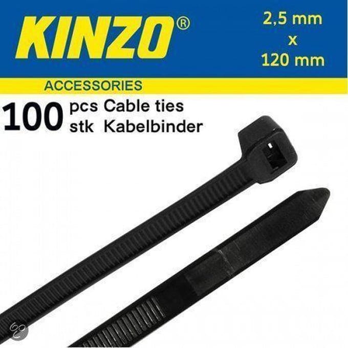Kinzo Kabelbinders - Tie-Ribs 2.5x120mm zwart 100 stuks