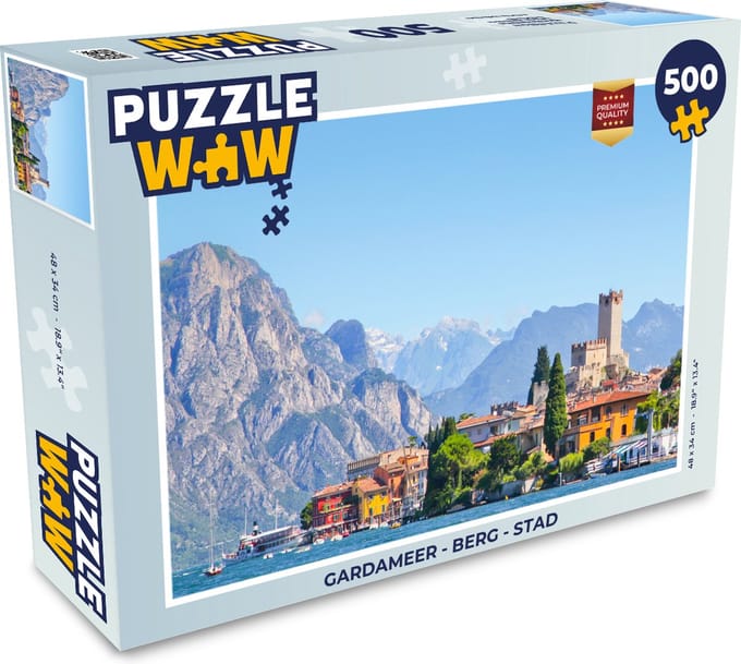 Puzzel Gardameer - Berg - Stad - Legpuzzel - Puzzel 500 stukjes