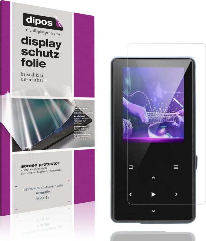 dipos – 4x Beschermfolie geschikt voor Aroeally MP3-17 | Krasbestendige & heldere Screenprotector Ultra-Thin