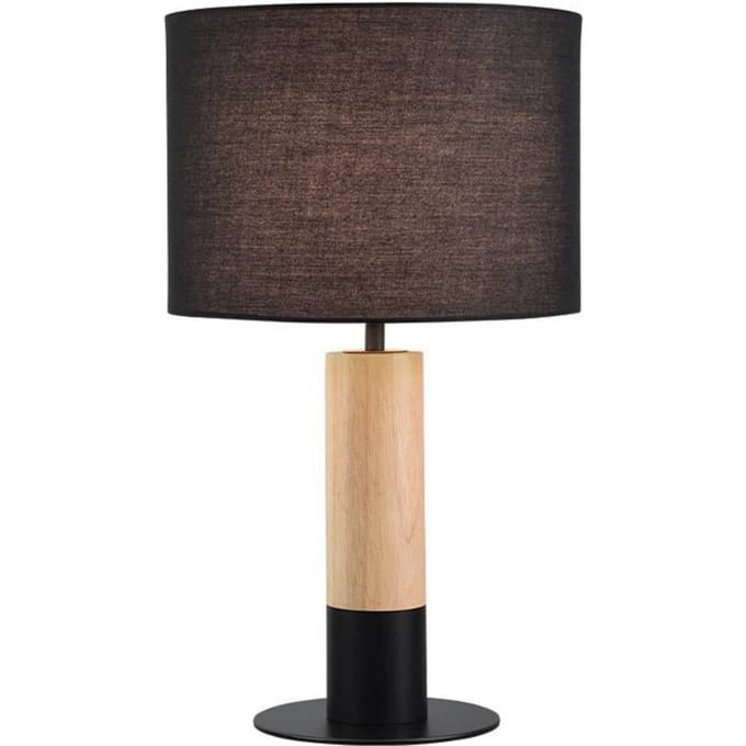 Viokef Tafellamp Carroll, hout licht/zwart, hoogte 43 cm, stof