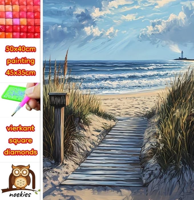 50x40cm Diamond painting strand (vierkant) nr 27