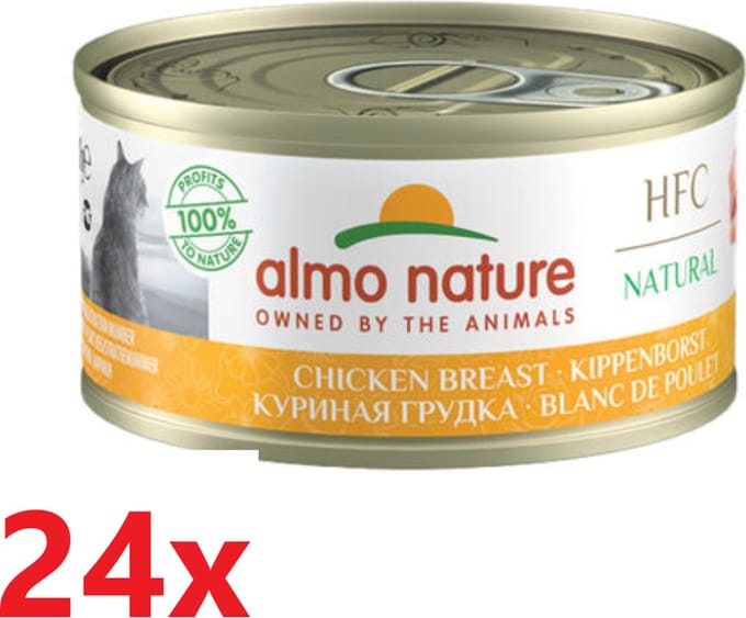 24x Almo Nature HFC - Hondenvoer Natvoer Blik - Natural - Kippenboutvlees - 95g
