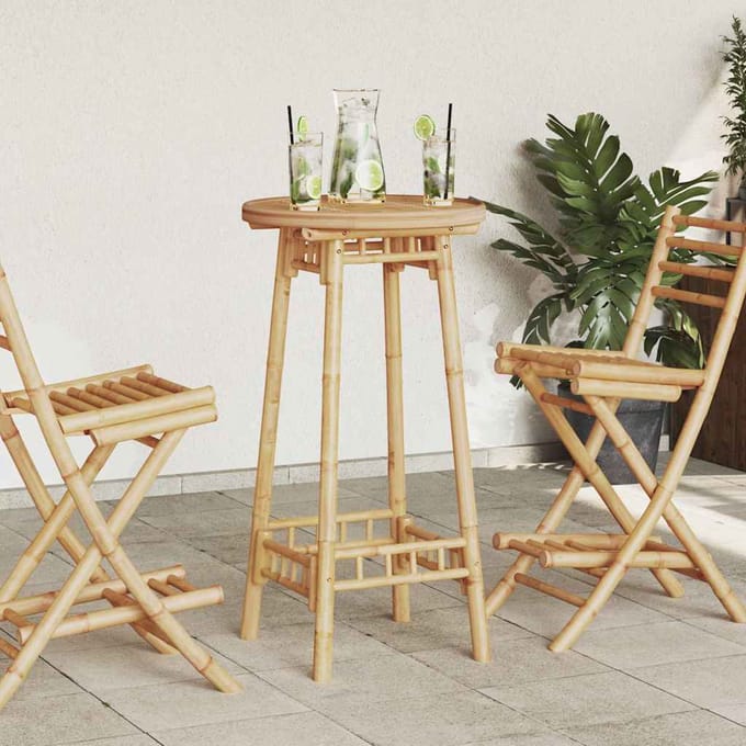 vidaXL - Bartafel - voor - buiten - Rond - Ø55x100 - cm - bamboe