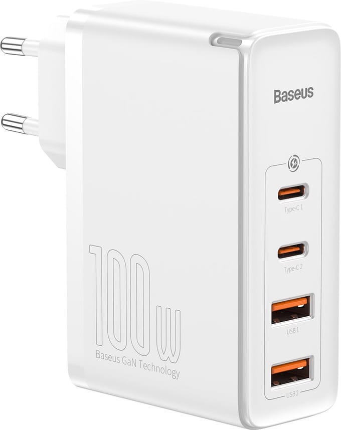 Baseus GaN2 Oplader - 100W - Snellader met Power Delivery en Quick Charge Wit