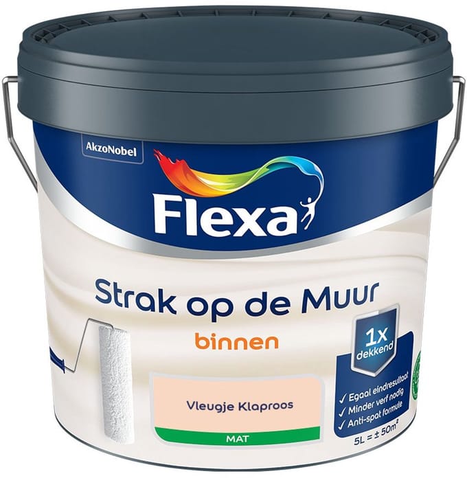 Flexa - Strak Op De Muur Binnen Mat - Vleugje Klaproos - Mengverf - 5 L