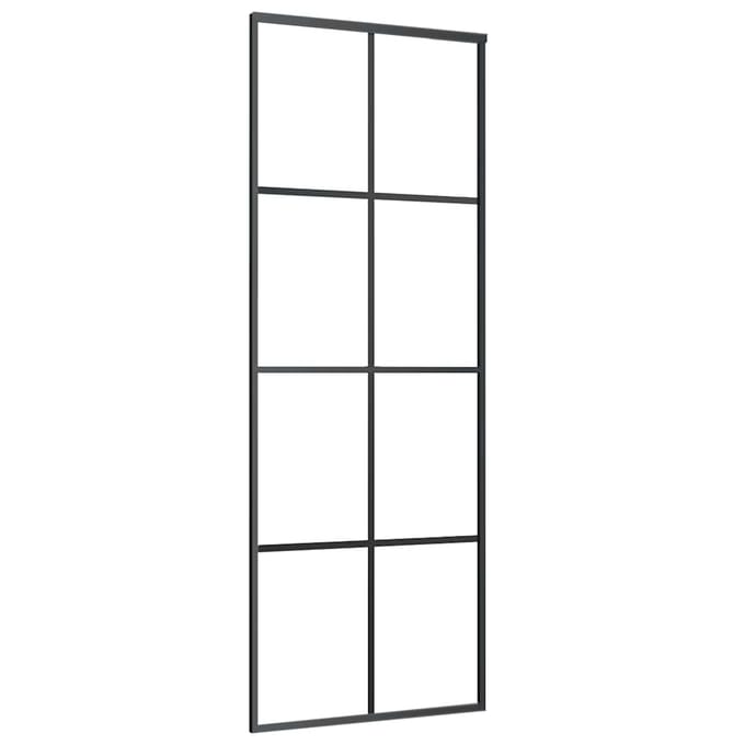 vidaXL - Schuifdeur - 76x205 - cm - aluminium - en - ESG-glas - zwart